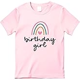 Birthday Girl Rainbow Shirts 2 to 16 Years Old Cute Teen and Toddler Girls Soft Cotton Top Tees
