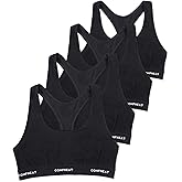 Comfneat Women's 4-Pack Sports Bras Racerback Cotton Bralette