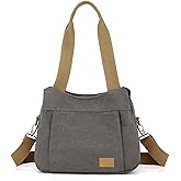 Sunshinejing Women's Canvas Purse Small Shoulder Tote Work Crossbody Bag Multi-pocket Handbag