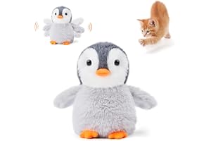 Potaroma Flapping Cat Toys Emperor Penguin, Rechargeable, Lifelike Bird Chirp, Catnip Kicker Toys, Touch Activated Kitten Toy, Interactive Cat Exercise Toys, 4.0 Inches