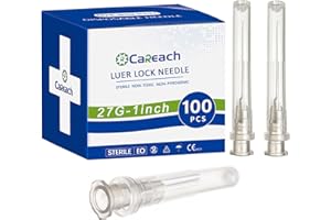 Careach 100pcs 27Gauge 1 inch Needles Luer Lock for Lab Accessories, Measuring and Refilling Inks