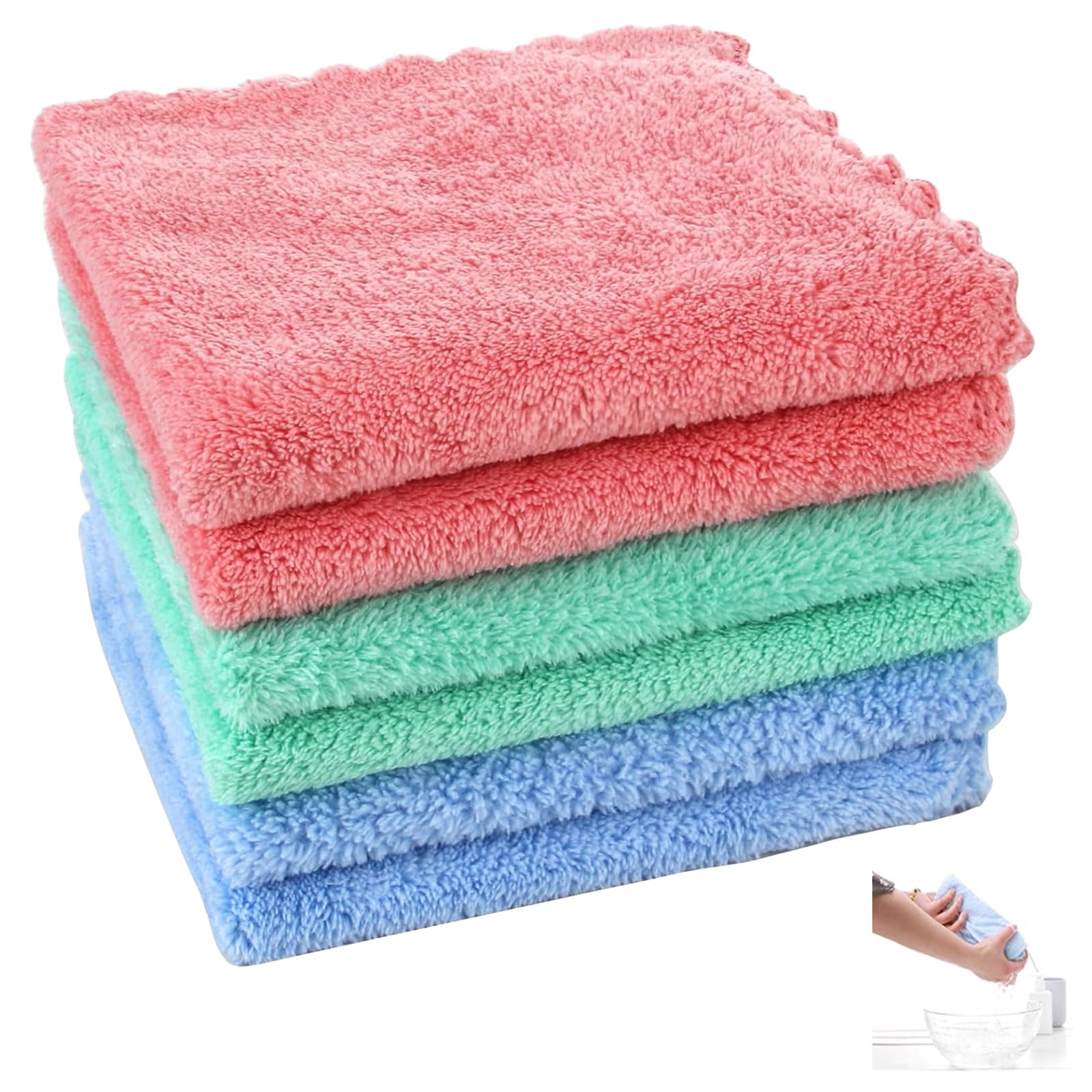 Gruvox 6 Pcs Microfiber Flannel Face Cleaning Cloths Reusable Face Cleaning Cloths Face Cloths Cotton Face Wash Cloths