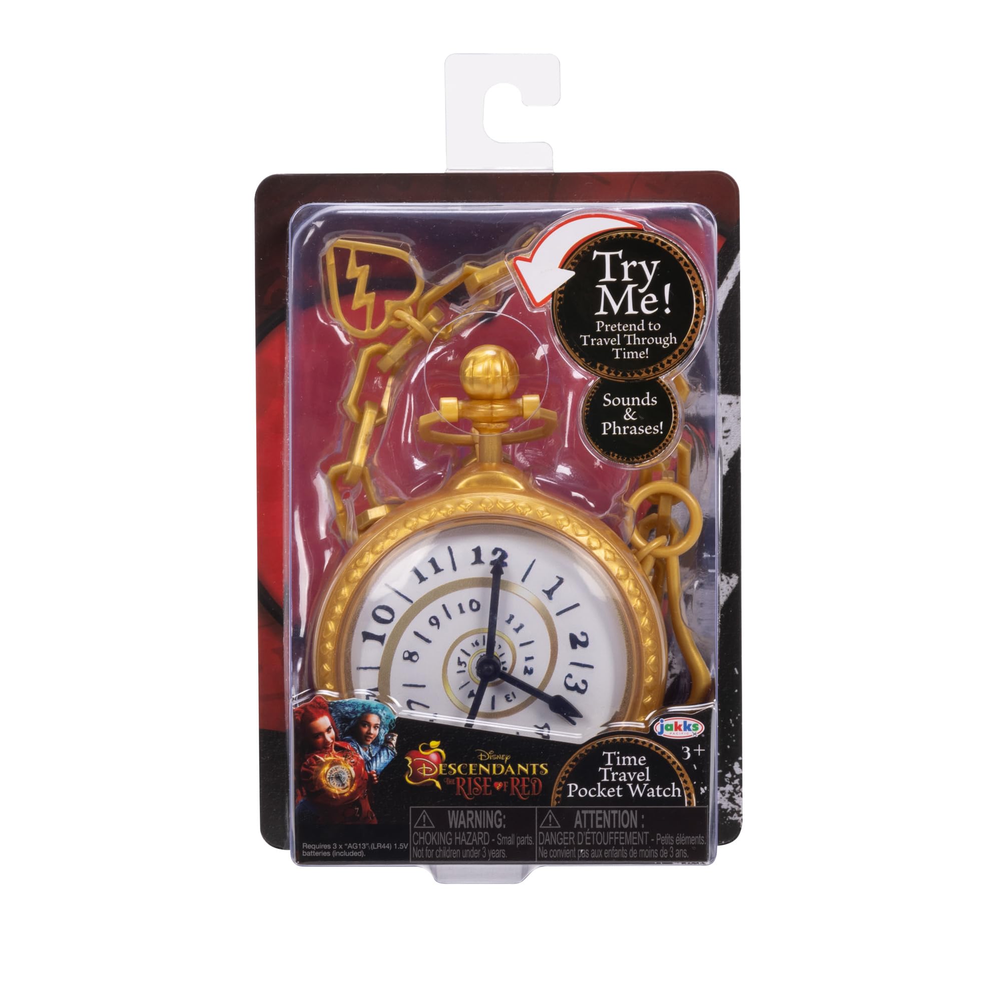 Disney Descendants: The Rise of Red Time Travel Pocket Watch Role Play Accessory Plays Sound and Phrases from The Movie! Clip-On to Take It with You! Ages 3+