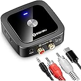 SONRU Bluetooth 6.0 Receiver, Bluetooth Adapter for Old Receiver, Low Latency, 24-Hour Battery Life with AUX 3.5mm/RCA, HiFi Wireless Audio Adapter for Speakers/Home Music Streaming Stereo System