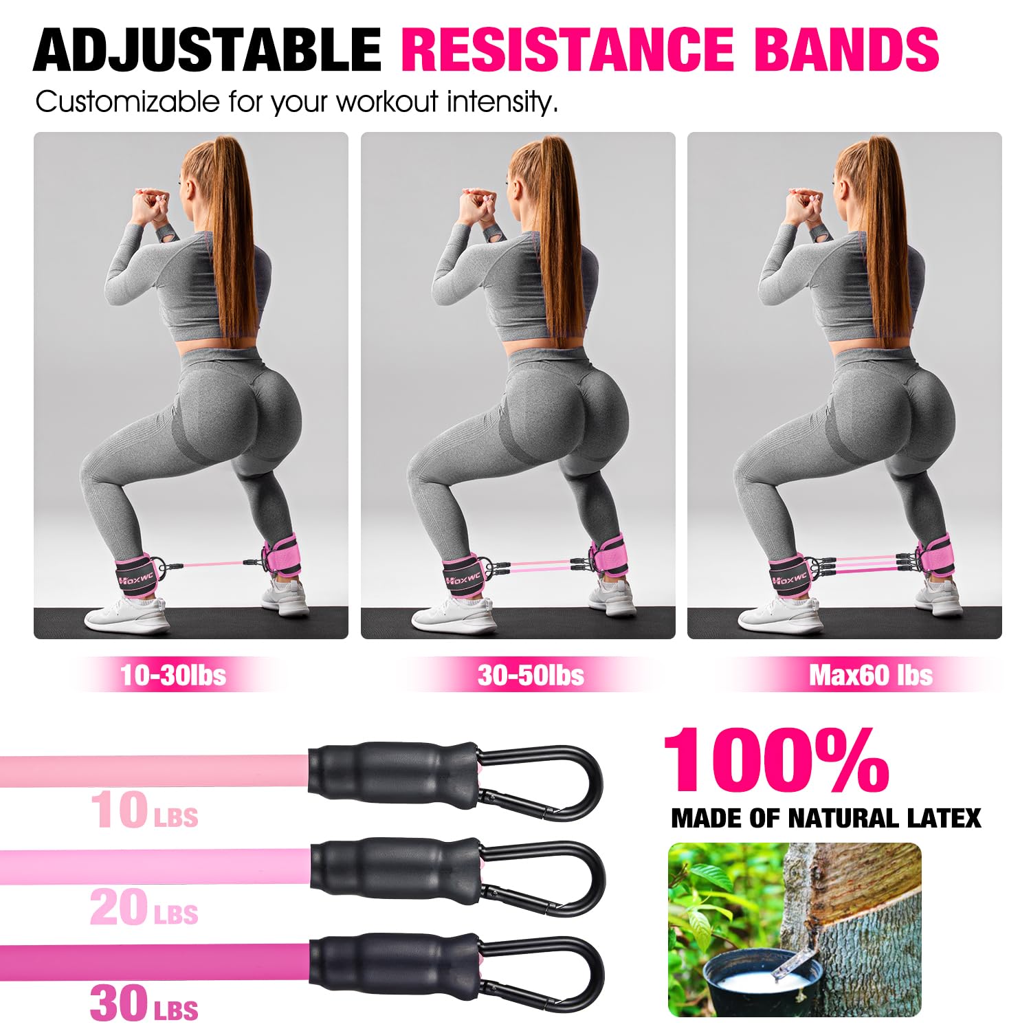 HOXWC Ankle Bands with Cuffs for Leg and Booty Workouts - Resistance Bands for Kickbacks and Hip Training - Image 7