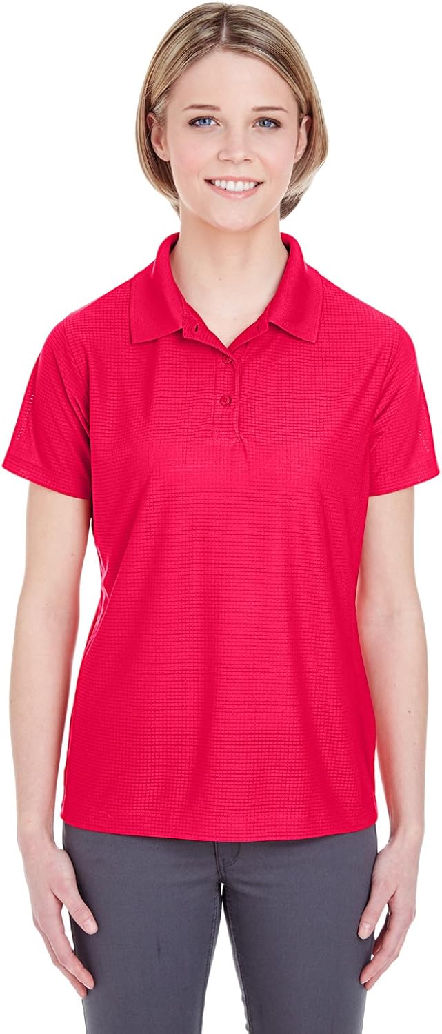 UltraClub Ladies' Cool & Dry Box Jacquard Performance Polo Shirt: Clothing