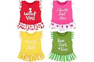 XPUDAC 4 Pieces Dog Dress Girl Dog Clothes for Dogs Girl Flower Dresses for Small Dogs Apparel Colorful Small Doggie Clothes Female (Large, 4 Flower)