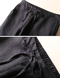 IXIMO Women's Tapered Pants 100% Linen Drawstring