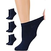 LAETAN Women's Diabetic Ankle Socks, Made with Rayon derived from Bamboo | Loose Fit, Seamless | Size 6-9/10-12, 3 Pairs