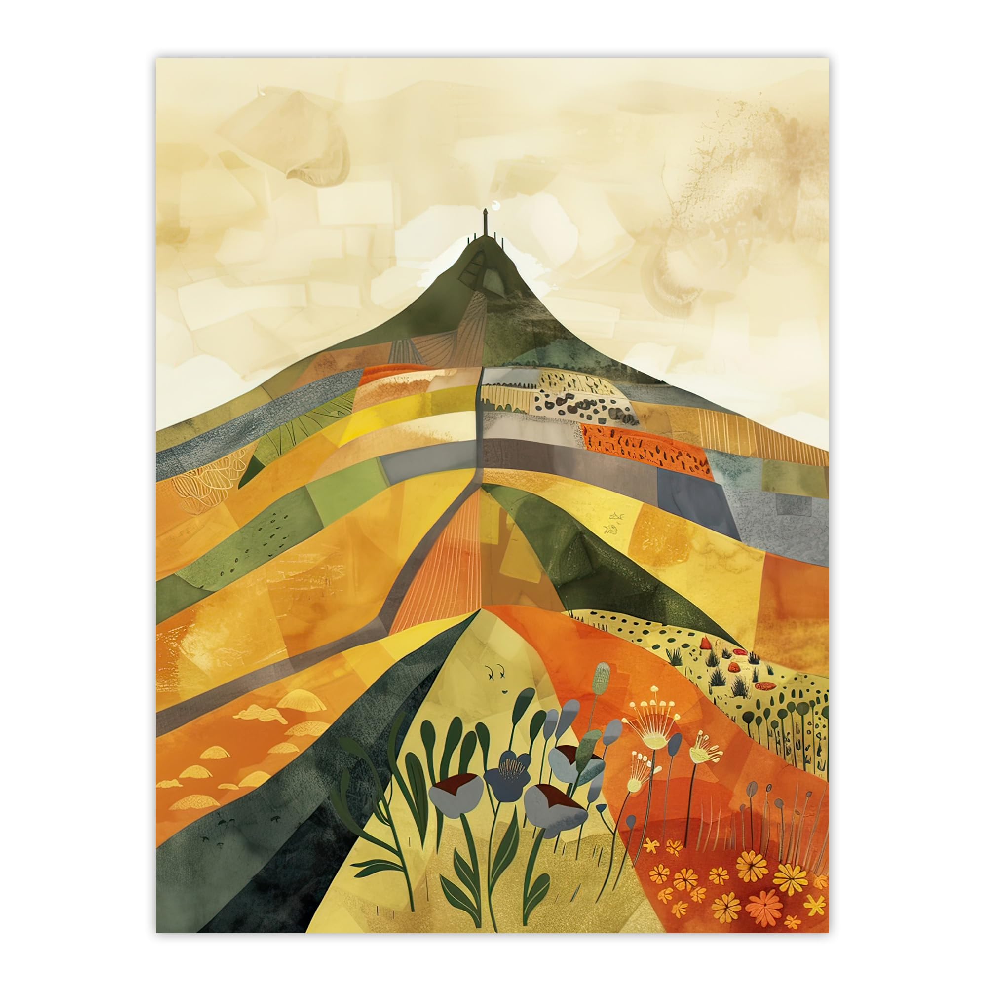 Artery8 Glastonbury Tor Somerset Colourful Abstract Living Room Large Wall Art Poster Print Thick Paper 18X24 Inch