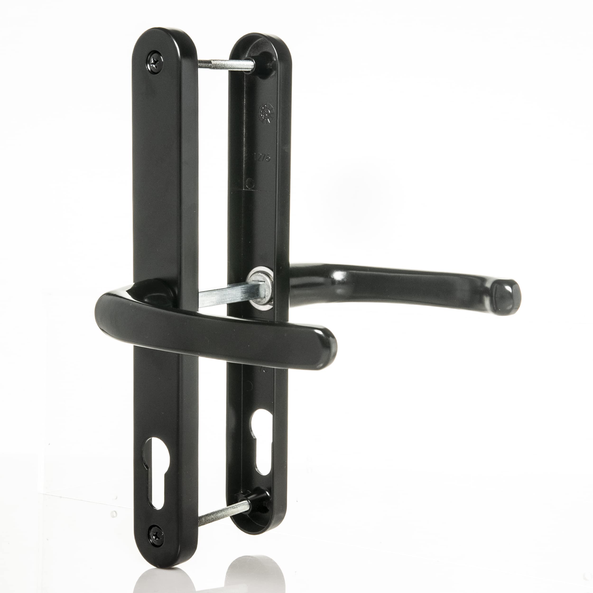 70mm PZ UPVC Door Handles Set Suits Cego Locks - Black - Lever/Lever - 70mm PZ (Centres) - 215mm Screw to Screw - Backplate 245mm X 32mm - UPVC Door Handle - Black Replacement PVC Door Handle