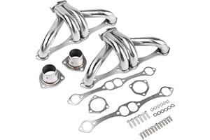 TEKKOAUTO Stainless Hugger Headers Replacement for Chevy Small Block SB V8 262 265 283 305 327 350