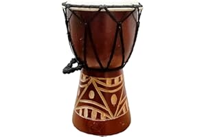 STONEAGE ARTS Djembe Drum Carved Bongo African inspired music also a unique gifting idea. Carver Abstract Elephant Giraffe Turtle. (6 Inch, Abstract)