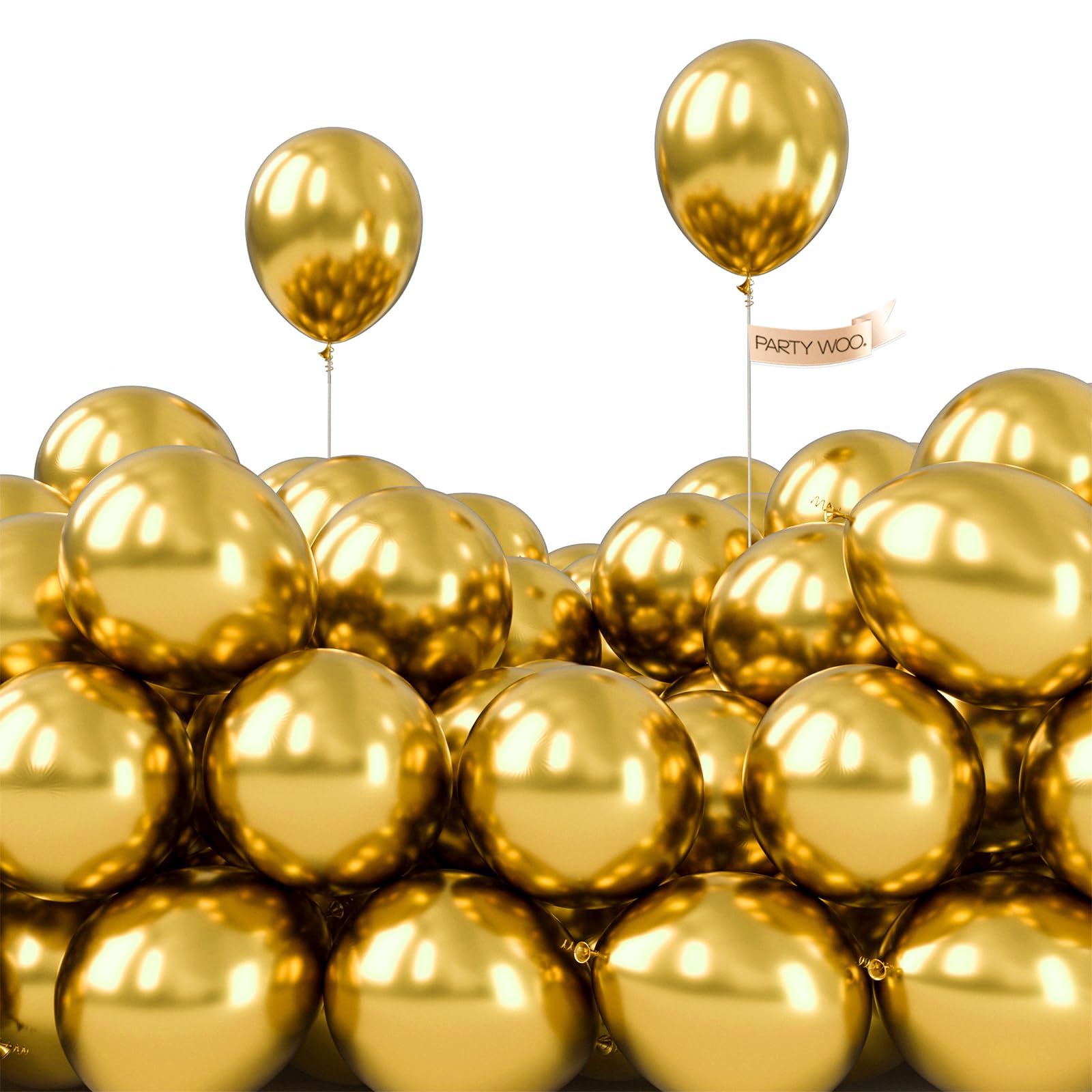 Photo 1 of PartyWoo Metallic Gold Balloons 100pcs 5 Inch Small Mini Chrome Gold Latex Balloons for Graduation Baby Shower Gender Reveal Wedding Bachelorette New Year Birthday Party Decorations Gold-G101