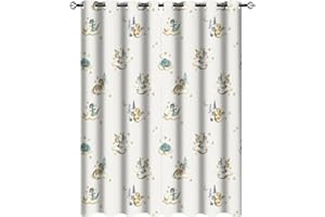 AHYGZWZSYC Watercolor Cute Baby Dragon Curtains for Bedroom - Fantasy Cartoon Mid Century Woodland Dragon Window Treatment,Energy Saving Thermal Insulated Grommet Top Blackout Curtains 54L x 21W,2 Panels