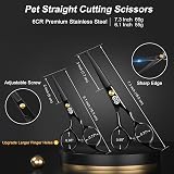 CIICII 7 Inch Dog Grooming Scissors Kit with Safety Tip Curved & Thinning Sets view 2