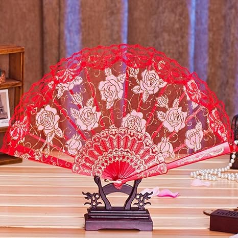 Buy Flower Silk Hand Held Fan Lace Floral Hand Fan Bridal