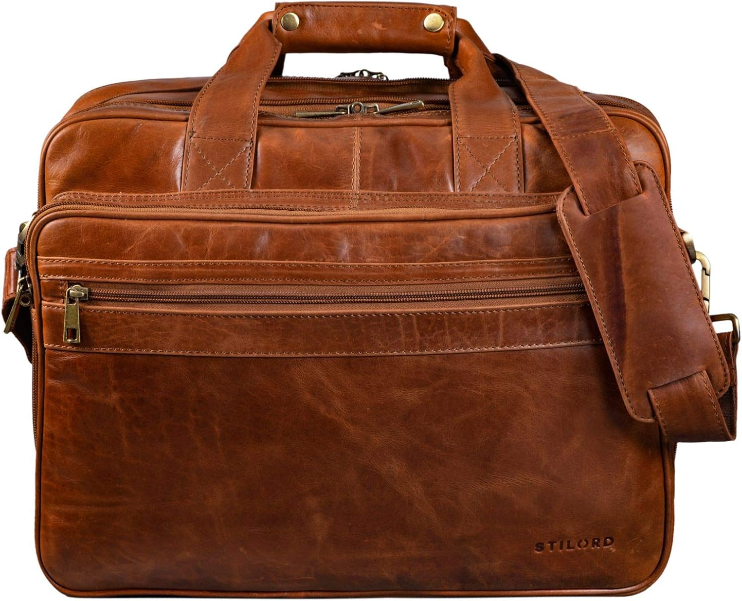STILORD 'Leopold' Large Leather Bag/Shoulder Bag XXL Work Bag/College Bag/Teachers Bag Satchel Business Bag Genuine Leather - Image 4