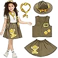 IKALI Kids Girls Zoo Keeper Costume Tiger Print Explorering Kit with Safari Vest & Hat
