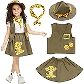 IKALI Kids Girls Zoo Keeper Costume Tiger Print Explorering Kit with Safari Vest & Hat