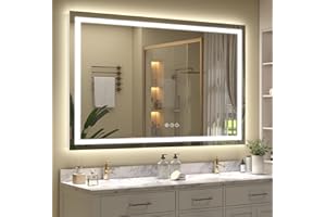 ODDSAN 60x 40 Inch Lighted Bathroom Mirror for Wall, LED Illuminated Vanity Mirror with Lights, Dimmable, Anti-Fog, ETL Listed (Backlit and Front Lighted)