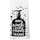 MVLJG Modern Black and White Bathroom Hand Towels, Just Wash Your Hands Please Decorative Hand Towels for Bathroom Washroom Restroom Powder Room Vanity, 16x24 Inches Dish Cloths & Dish Towels