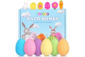 Babycop Easter Basket Stuffers – 6 Pack Easter Bubble Bath Bombs with Surprise Squishy Toys, Colorful & Scented Bath Bombs for Kids, Easter Gifts for Girls & Boys, Fun Bath Bomb