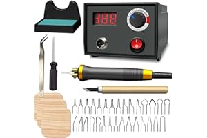 FIRElood LH30-1 wood burning tool,wood burning kit pen 25~750℃,professional wood burning kit,with digital thermometer temperature adjustable temperature,1 wood burning pens, 30 pen tips(LH30-1A pen)