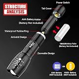 REHKITTZ 2000 Lumen LED Torch (2 Pack) Super Bright, 5 Modes, Focus Zoom view 4