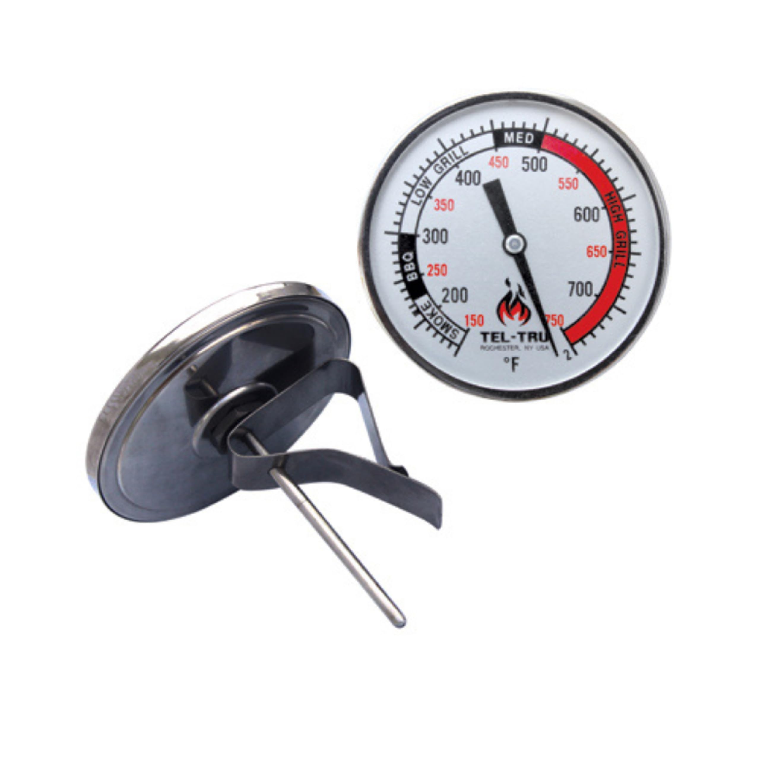 Tel-Tru BQ325R Big Green Egg, Primo, Komodo, Grill Dome, or Other Kamado-Style Replacement Thermometer, 3" dial with red and Black Zones