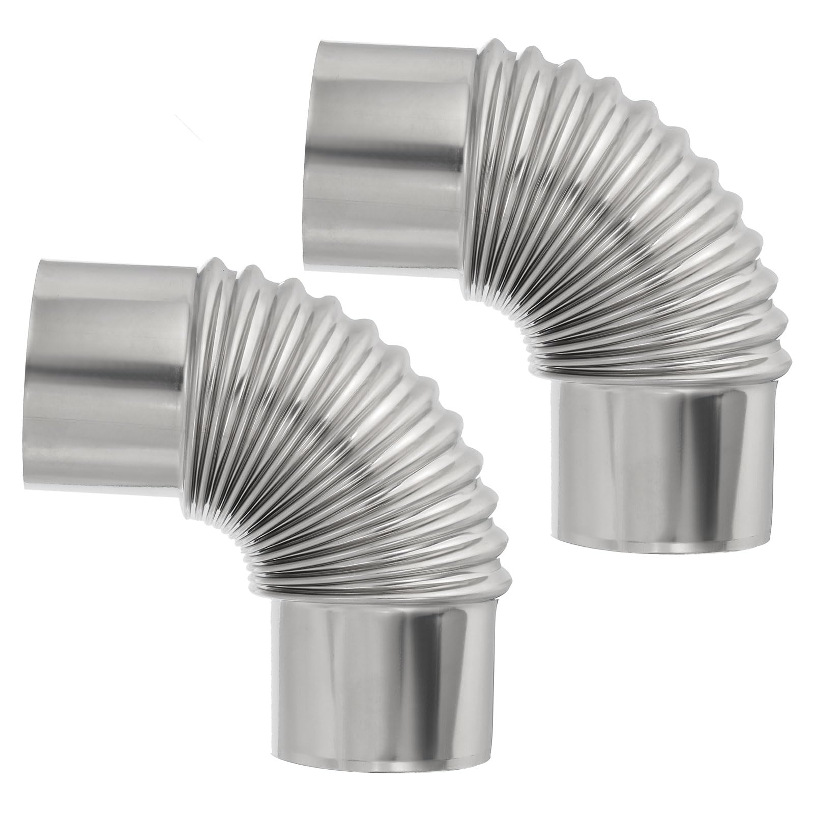 PATIKIL 90 Degree Stove Pipe, 2Pcs 2.95 Inch Elbow Stainless Steel Chimney Flue Extension for Outdoor Camping Tent Wood Stove Accessories Vent Exhaust, 5.91 Inch Length
