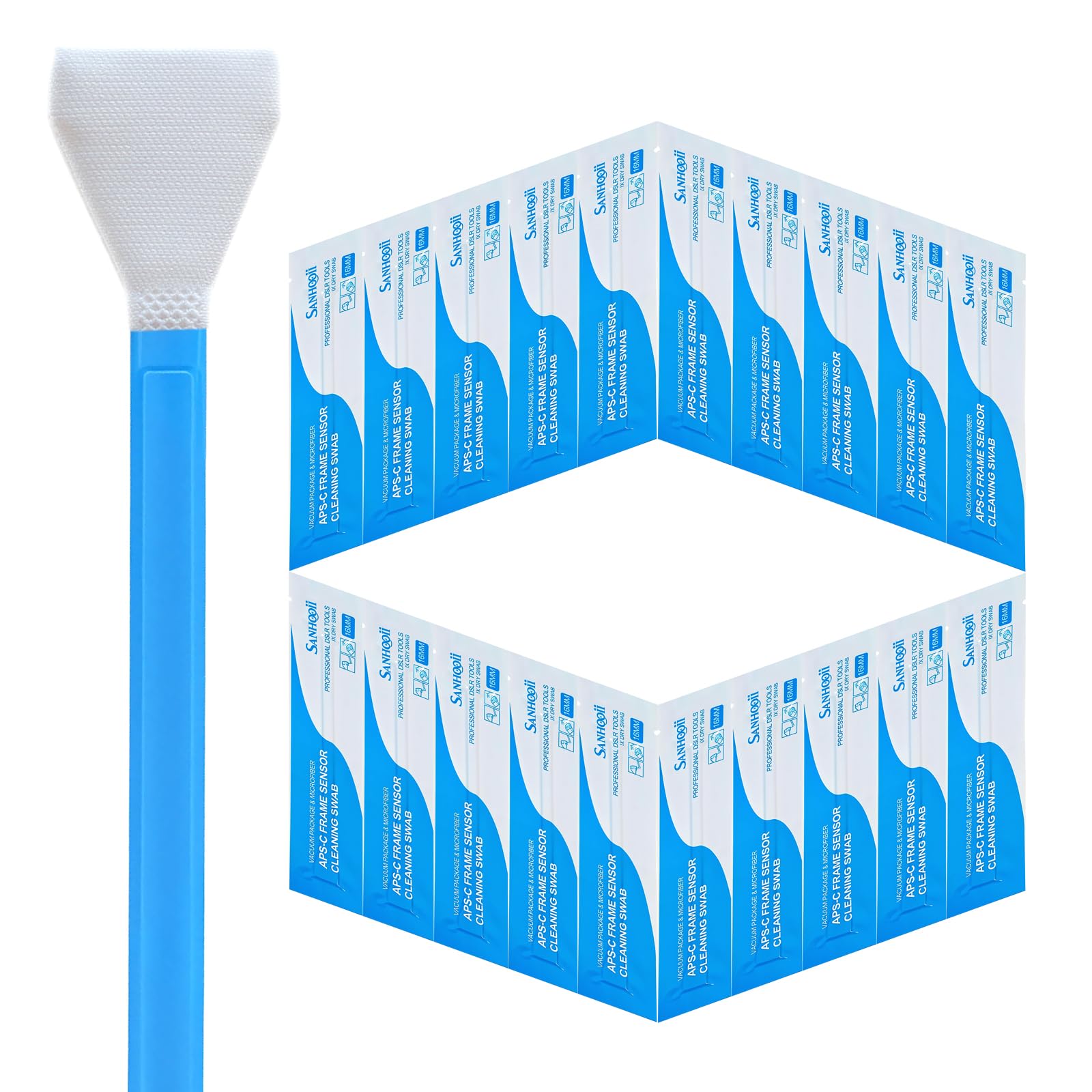 SANHOOII APS-C Sensor Cleaning Swabs (CCD/CMOS), 20pcs 16mm DSLR or SLR Digital Camera Cleaning kit