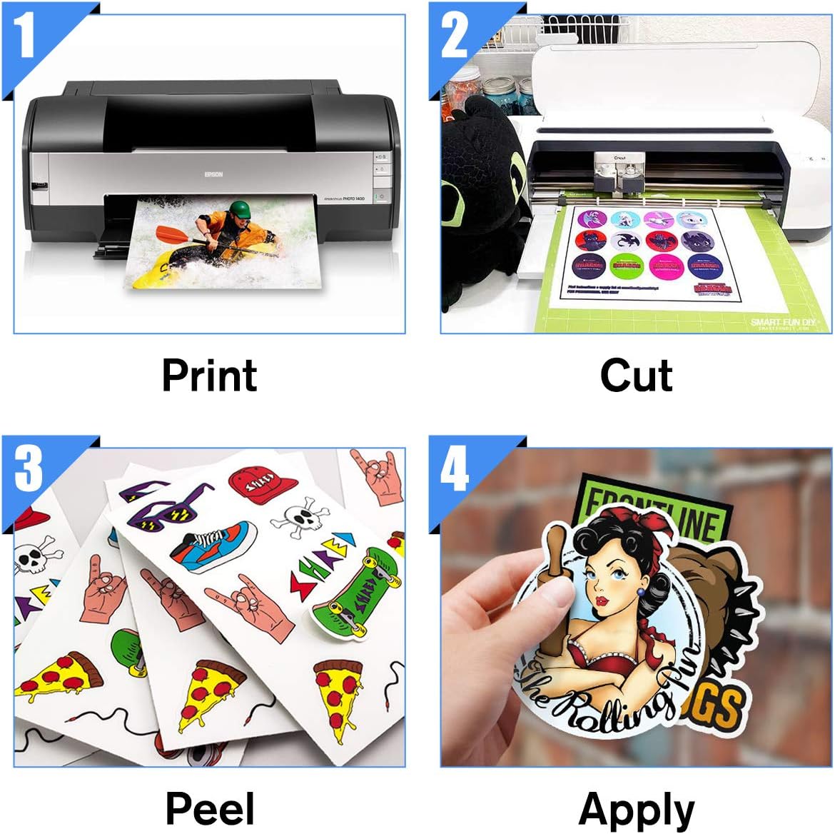 Printable Vinyl Sticker Paper for Inkjet Printer - 8.5"x11" 20 Sheets - Glossy White Printable Vinyl Sheets by JANDJPACKAGING : Office Products