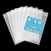 joybest 4 x 6 Inch (1000 Count) Plastic Bags - 2 Mil Heavy Duty Resealable Zipper Poly Bag,Clear Zip Bags for Jewelry,Screws, Candy,Travel, Small Business