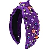 Halloween Pearl Knotted Headband for Women Girls Non Slip Rhinestone Embellished Hair Hoop Halloween Headbands Hair Accessori
