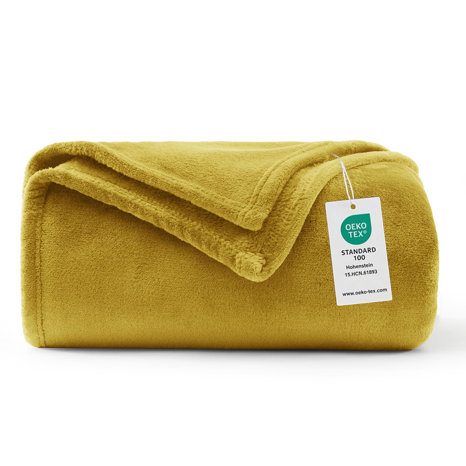 WAVVE Fleece Blanket Sofa Throw - Blanket for Bed Soft Twin/Double Size, 300GSM Versatile Blanket Soft Fluffy, Yellow/Mustard, 150x200cm
