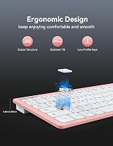 TECKNET 2.4G Wireless Keyboard UK Layout Pink Compact Mini 12 Month Battery view 5
