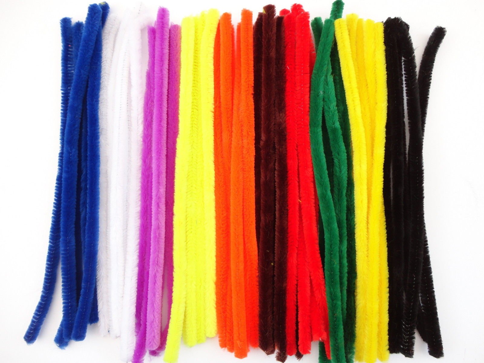 10,20,50 Giant Large Fluffy Chunky Craft Pipe Cleaners Stems 30cm / 12" x 12mm - Pack Size: 50