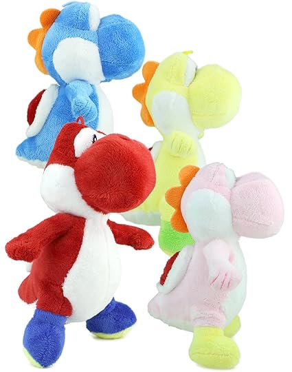 GYD Yoshi Nilpferd L Kuscheltier Plüschtier kuscheln im vierer Set Gelb Rot Rosa Blau