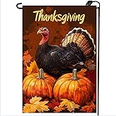 Thanksgiving Turkey Garden Flag 12x18 Double Sided, Small Burlap Seasonal Autumn Pumpkin Cardinal Garden Flag Fall Outdoor Yard Decorations Porch Lawn Flags for Outside