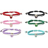 COLORFUL BLING Handmade Braided Butterfly Bracelets Adjustable BFF Friend Beaded String Strand Bracelets Birthday Party Friendship Jewelry Gift for Women