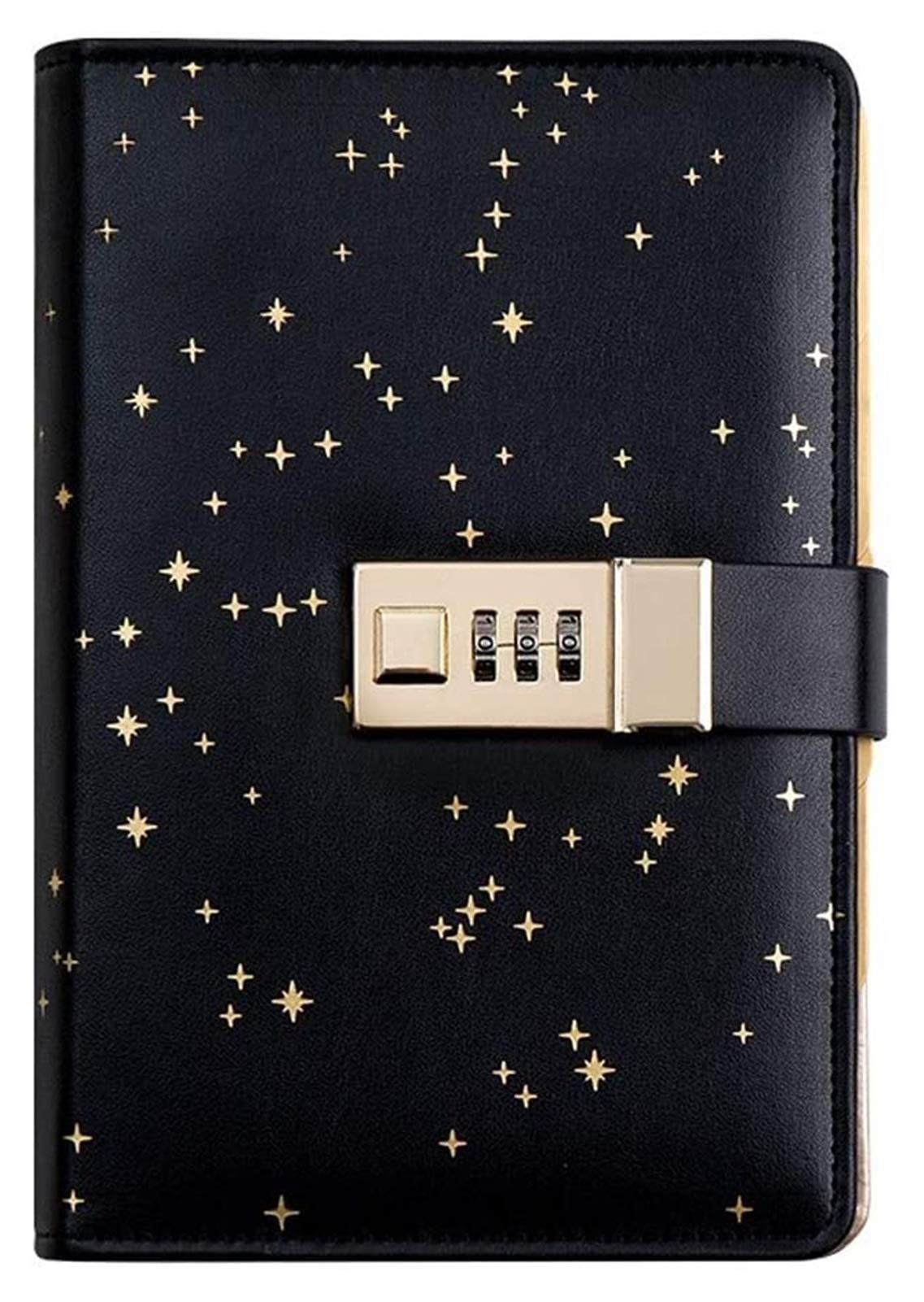 ZSEFV Lock Diary Notebook Leather Codebook Handbook, Starry Sky with Password Lock Diary, Book/Noteb