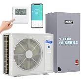 ROVSUN 36000 BTU Ducted Central Air Conditioner with Heat Pump &amp; Inverter | 3 Ton 18 SEER2 Split AC with Multi-Position Air Handler, Precharged Condenser, Wired Controller &amp; APP Control, 208/230V