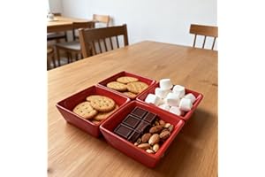 Set of 4 Red Square Ceramic Sauce Dishes,Dipping Bowls for Sushi, Soy Sauce, Condiments, Appetizers, Perfect for Entertaining