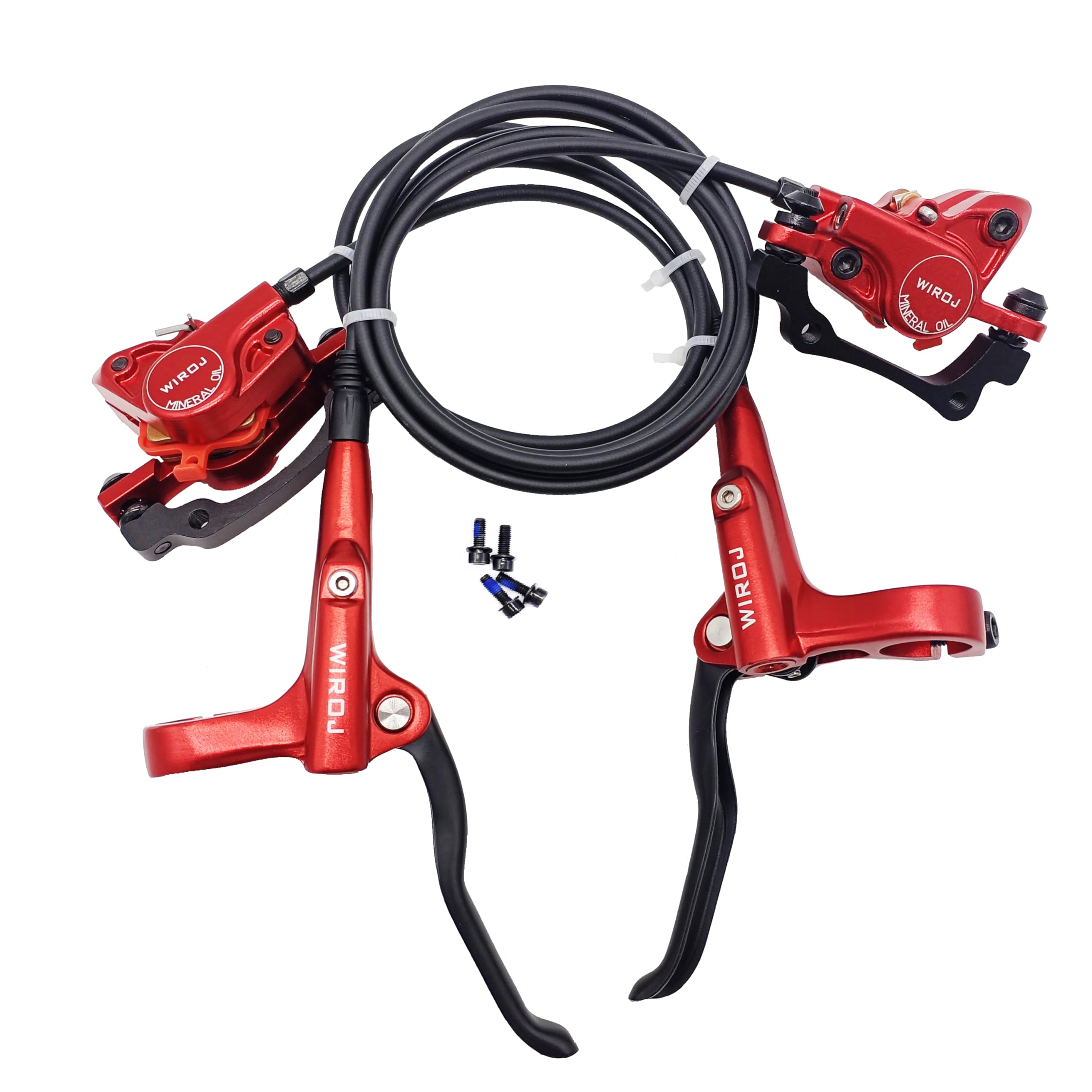 Photo 1 of Mountain Bike Hydraulic Disc Brake Set, Front & Rear MechanicalDisc Brake Kit Fit Bicycle MTB XC Trail, e-Bike, Fat Bike, Upgrade kit (Red - Right Front & Left Back)