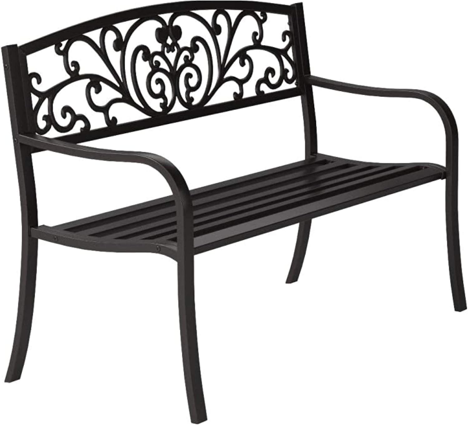 Amazon Com 50 Patio Park Outdoor Garden Bench Sturdy Metal Cast Iron Patio Park Bench Front Yard Decor Seat Leisure Chair Outdoor Porch Furniture Reinforced Steel Durable Patio Chairs Garden Furniture Kitchen