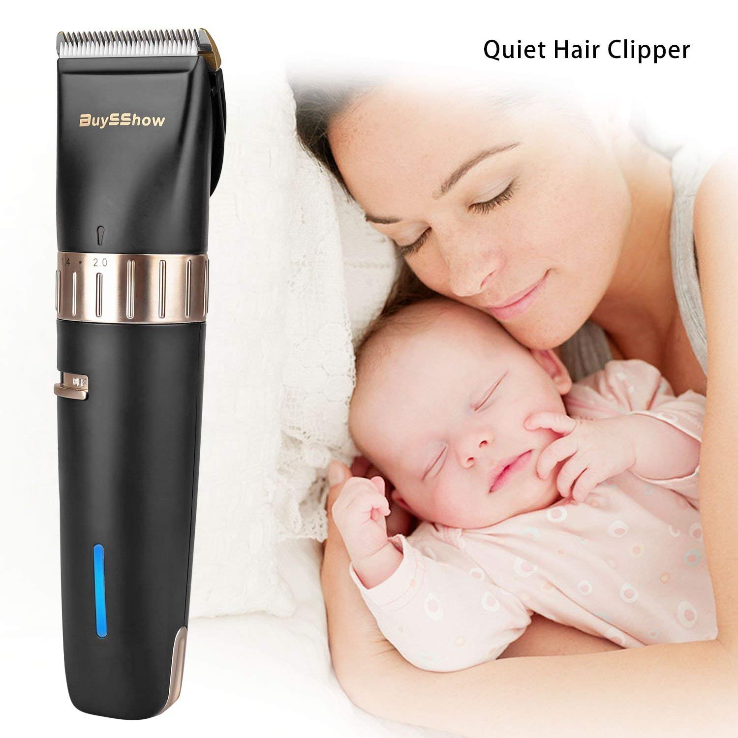 BuySShow Quiet Professional Hair Clippers Set Cordless Rechargeable Hair clippers for Men and Babies with Charging Dock, 8 Comb Guides, 2 Scissors: Beauty