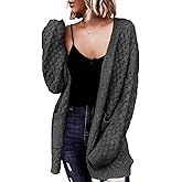 Dokotoo Women's 2026 Fashion Casual Open Front Long Sleeve Chunky Cable Knit Cardigans Sweaters Outerwear Coats with Pockets
