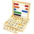Toysery Abacus for Kids Math Counters, Wooden Educational Counting Toy, Toddler Blocks Kindergarten Toys, Toddler Blocks Toys, 50 Beads and 30 Blocks, Wooden Blocks for Toddlers 1-3 Large