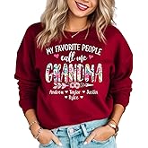 Personalized Grandma Shirt, Custom Mom Nana Mimi Gigi with Kids Name, Gift for Birthday Christmas Valentine Mother's Day
